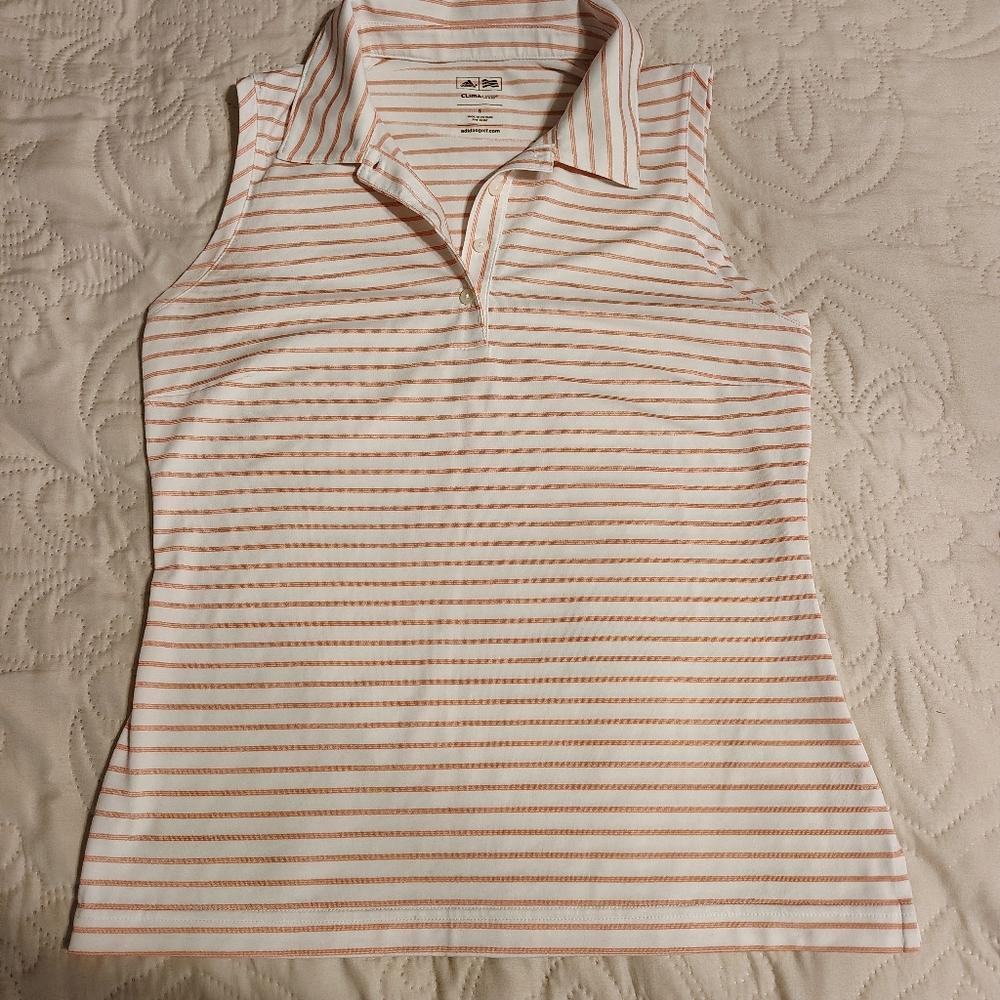 Adidas Cream Fitted Polo Tank Top